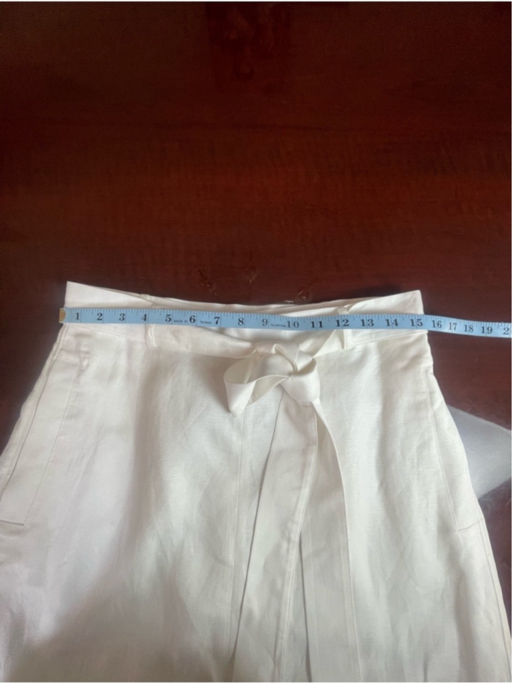 Massimo Dutti White Linen Blend Belted Midi Skirt with Slits Sz L NWT Coastal - Picture 5 of 16